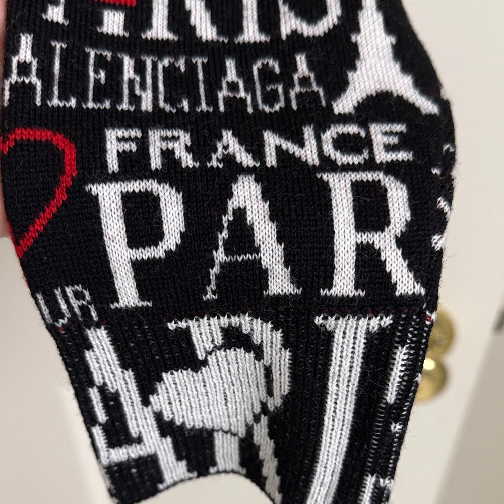 Balenciaga Black, White, and Red Love Paris-Motif Crewneck Sweater - Picture 11 of 13